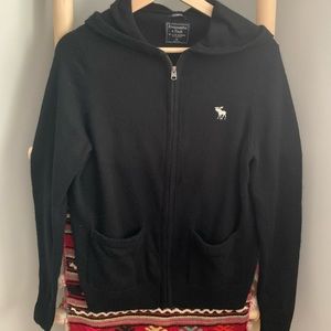 Abercrombie & Fitch cashmere blend hooded cardigan, black, size M